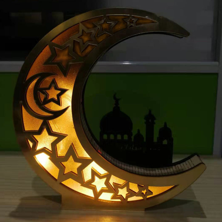 Golden Moon With Led Lights Decoration