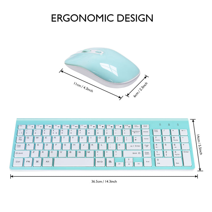 Wireless 2.4G Slim Design Keyboard and Mouse Combo for Computers and Laptops.