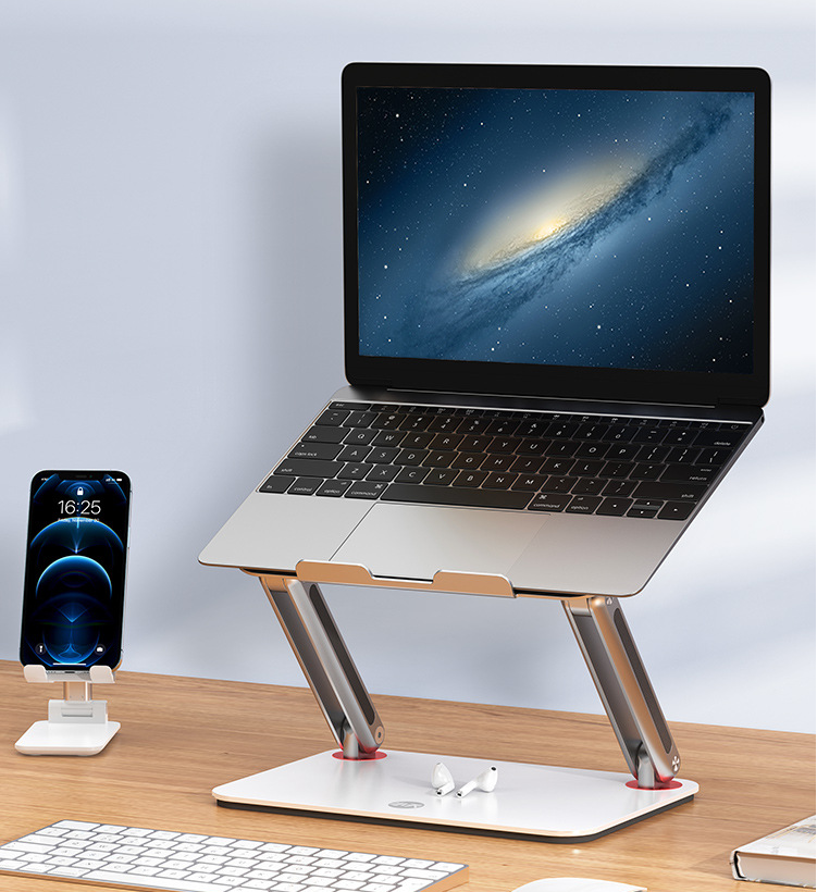 Folding Aluminum Alloy Laptop Stand: Adjustable, Portable, and Cooling Rack for Office Desks - Non-Slip Universal Holder