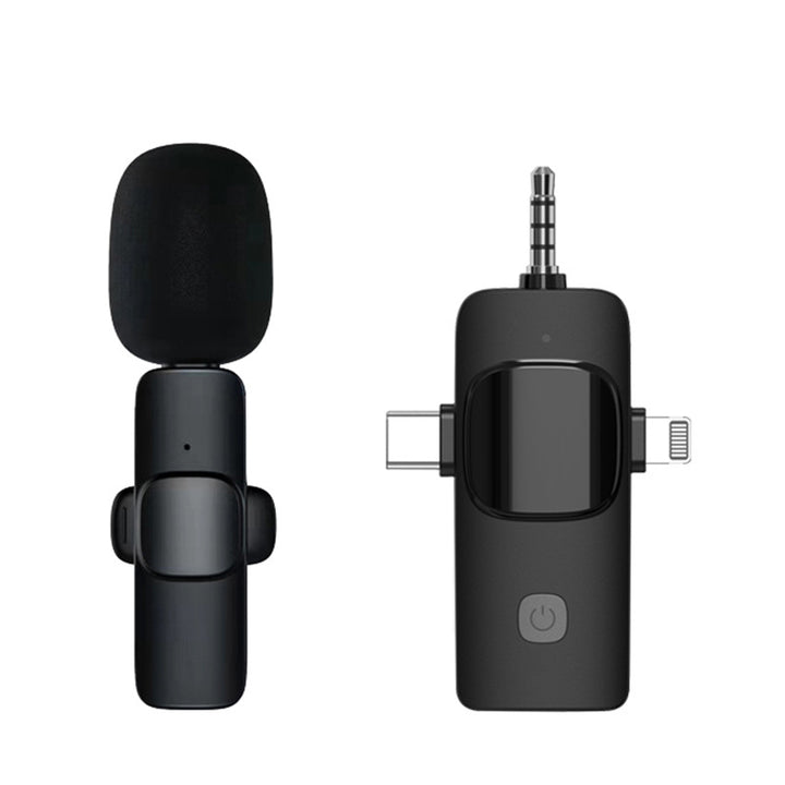 Cordless Lapel Mic for iPhone & Android Devices - Laptop Camera Dual-Connect Mic - 2.4G Instant Sync, Wired Option, Easy Connect, Noise Reduction